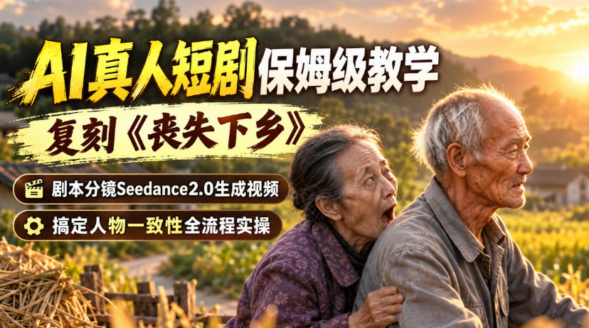AI真人短剧保姆级教学，复刻《丧失下乡》，剧本分镜Seedance2.0生成视频，搞定人物一致性全流程实操-离锋创库