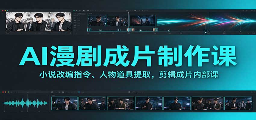 AI漫剧成片制作课：小说改编指令、人物道具提取，剪辑成片全流程-离锋创库