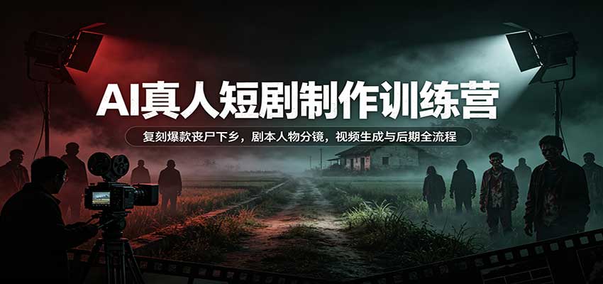 AI真人短剧制作训练营：复刻爆款丧尸下乡，剧本人物分镜，视频生成与后期全流程-离锋创库