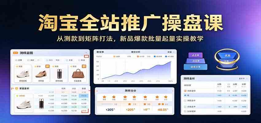 淘宝全站推广操盘课：从测款到矩阵打法，新品爆款批量起量实操教学-离锋创库