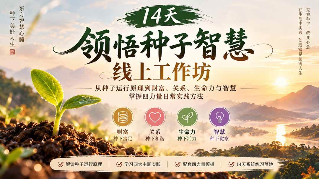 （20756期）14天领悟种子智慧线上工作坊｜从种子运行原理到财富、关系、生命力与智慧，掌握四力量日常实践方法-离锋创库