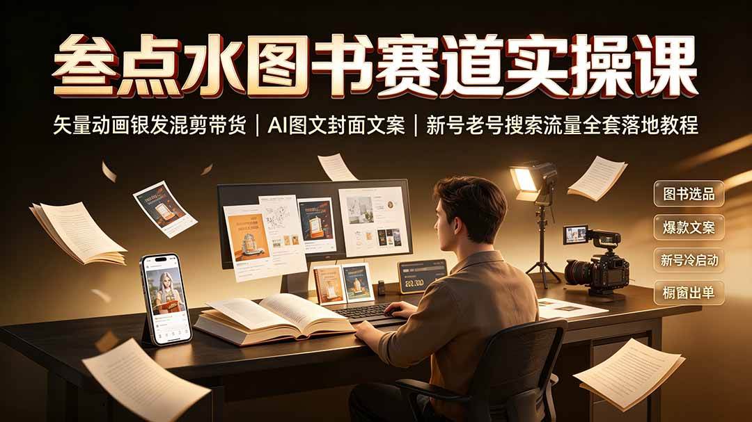 （19613期）叁点水图书赛道实操课｜矢量动画银发混剪带货，AI图文封面文案，新号老号搜索流量全套落地教程-离锋创库
