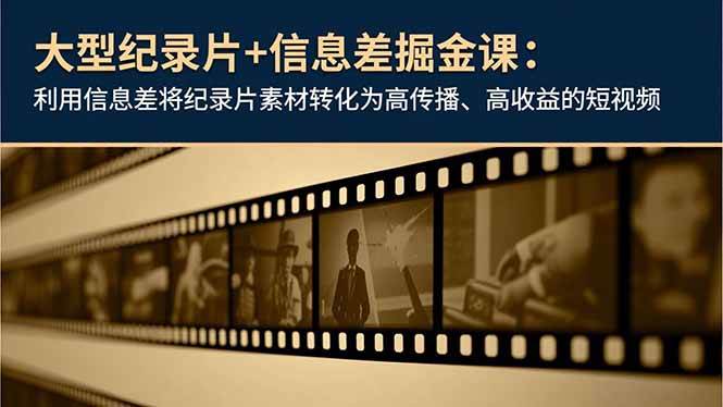 （16741期）大型纪录片+信息差掘金课：利用信息差将纪录片素材转化为高传播、高收益的短视频-离锋创库