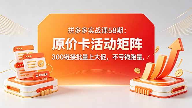 (18395期)拼多多实战课58期:原价卡活动矩阵,300链接批量上大促,不亏钱跑量-离锋创库