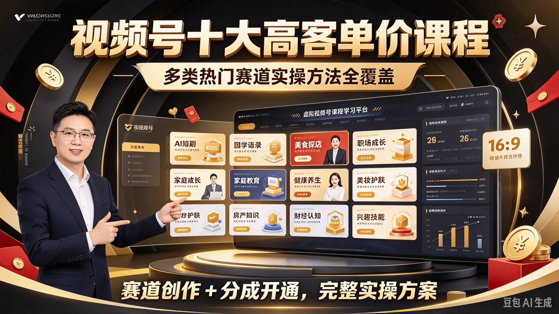 【精】视频号十大高客单价课程,覆盖多类热门赛道实操方法,掌握赛道创作与分成开通的完整实操方案-离锋创库