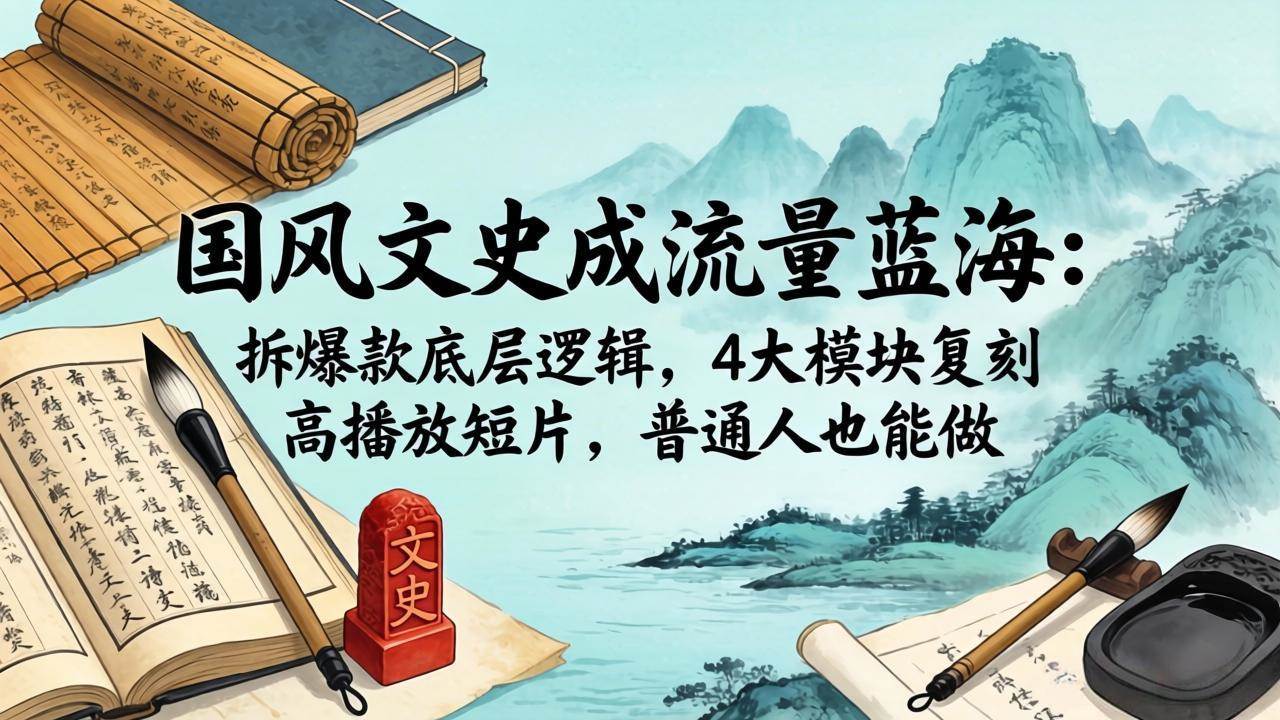 （18227期）国风文史成流量蓝海：拆爆款底层逻辑，4大模块复刻高播放短片，普通人也能做-离锋创库