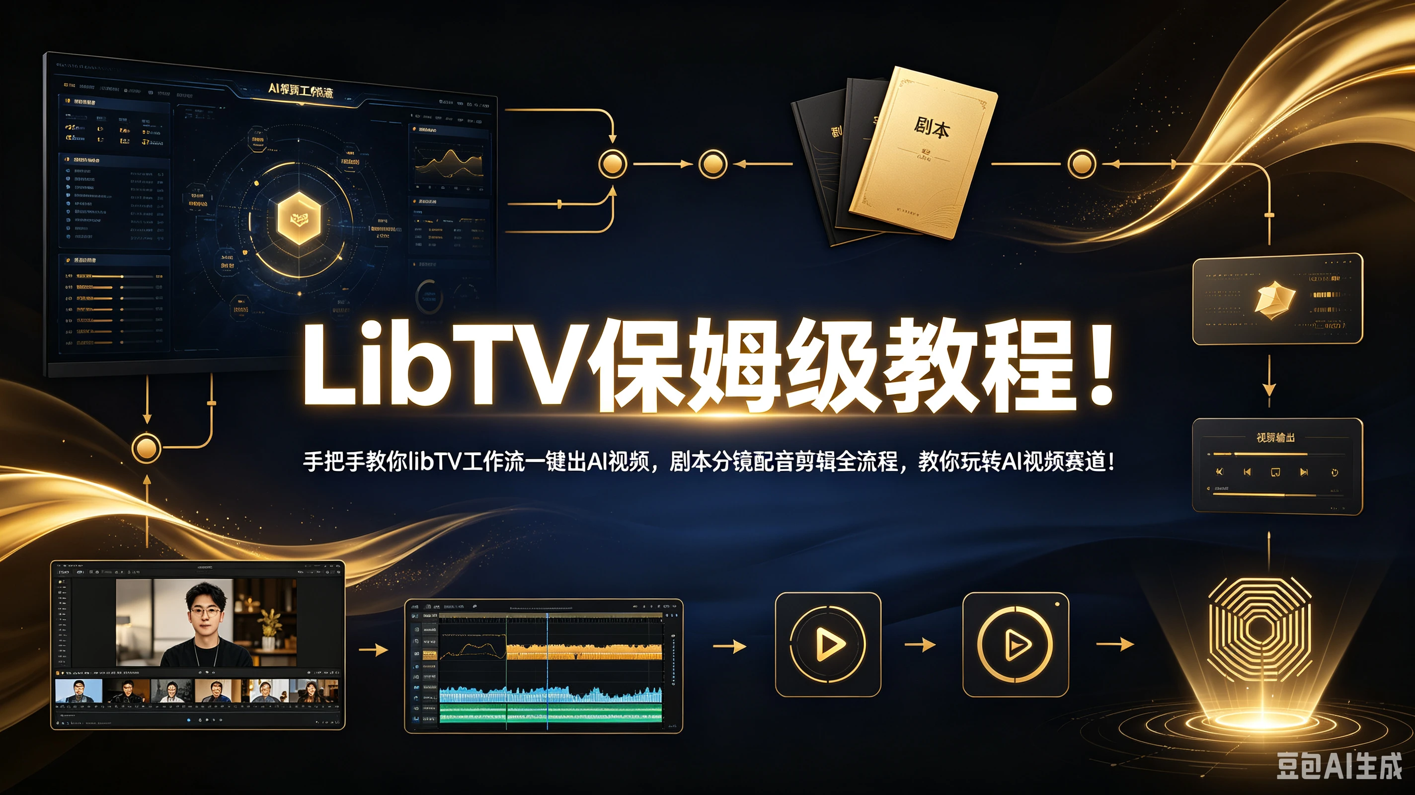 【精】LibTV保姆级教程！手把手教你libTV工作流一键出AI视频，剧本分镜配音剪辑全流程，教你玩转AI视频赛道！-离锋创库