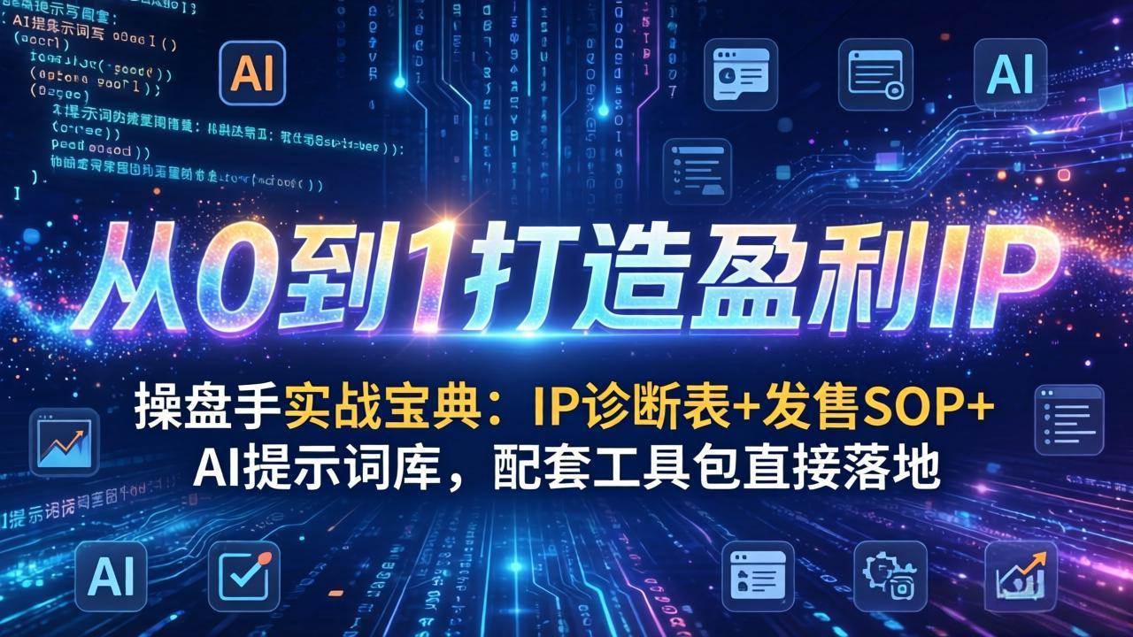 （17593期）操盘手实战宝典：IP诊断表+发售SOP+AI提示词库，配套工具包直接落地，从0到1打造盈利IP-离锋创库