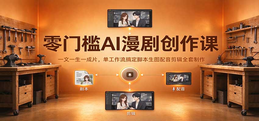零门槛AI漫剧创作课:一文一生一成片,单工作流搞定脚本生图配音剪辑全套制作-离锋创库