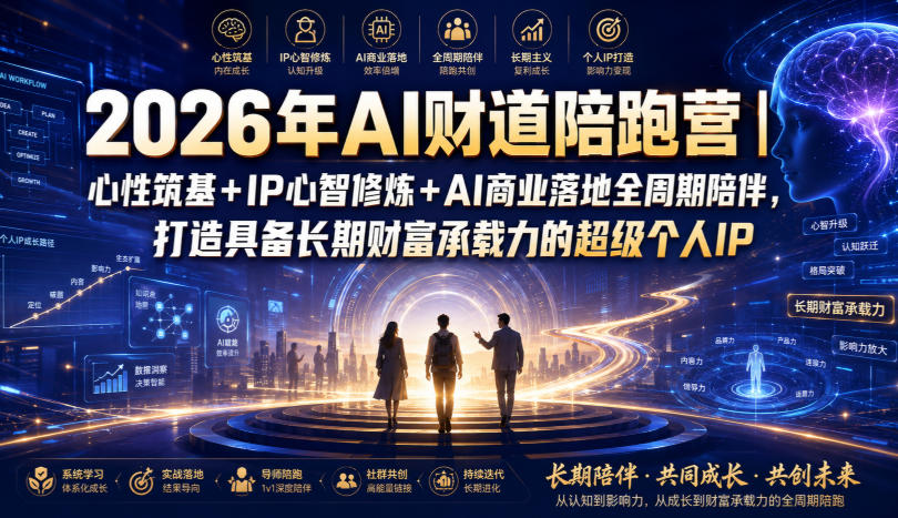 2026年AI财道陪跑营｜心性筑基+IP心智修炼+AI商业落地全周期陪伴，打造具备长期财富承载力的超级个人IP-离锋创库