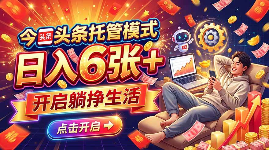 （21083期）今日头条AI托管模式，每天5分钟，最高月入5000+，操作超简单，零门槛-离锋创库