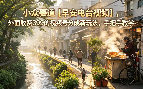 小众赛道【早安电台视频】，外面收费399的视频号分成新玩法，手把手教学-离锋创库