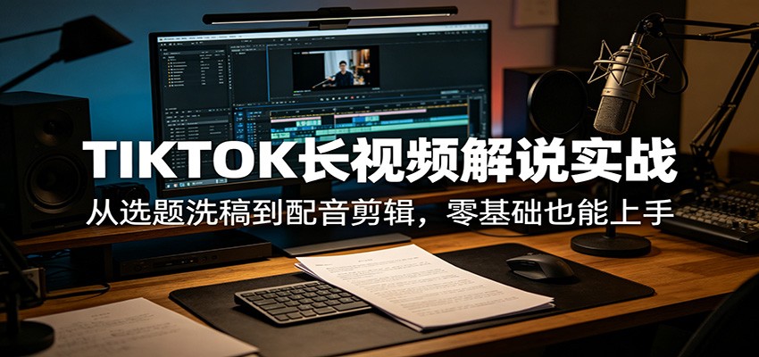 TIKTOK长视频解说实战：从选题洗稿到配音剪辑，零基础也能上手-离锋创库