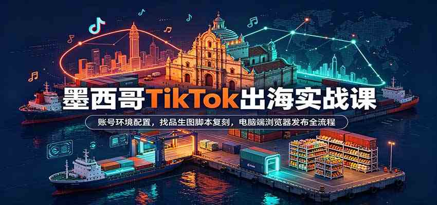 墨西哥TikTok出海实战课：账号环境配置，找品生图脚本复刻，电脑端浏览器发布全流程-离锋创库