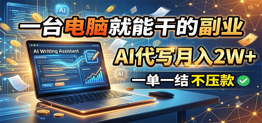 一台电脑就能干的副业,AI代写月入2W+,一单一结不压款-离锋创库