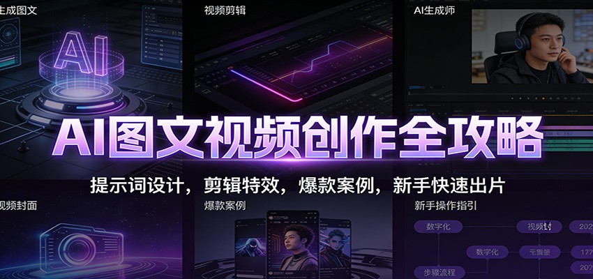 AI图文视频创作全攻略：提示词设计，剪辑特效，爆款案例，新手快速出片-离锋创库