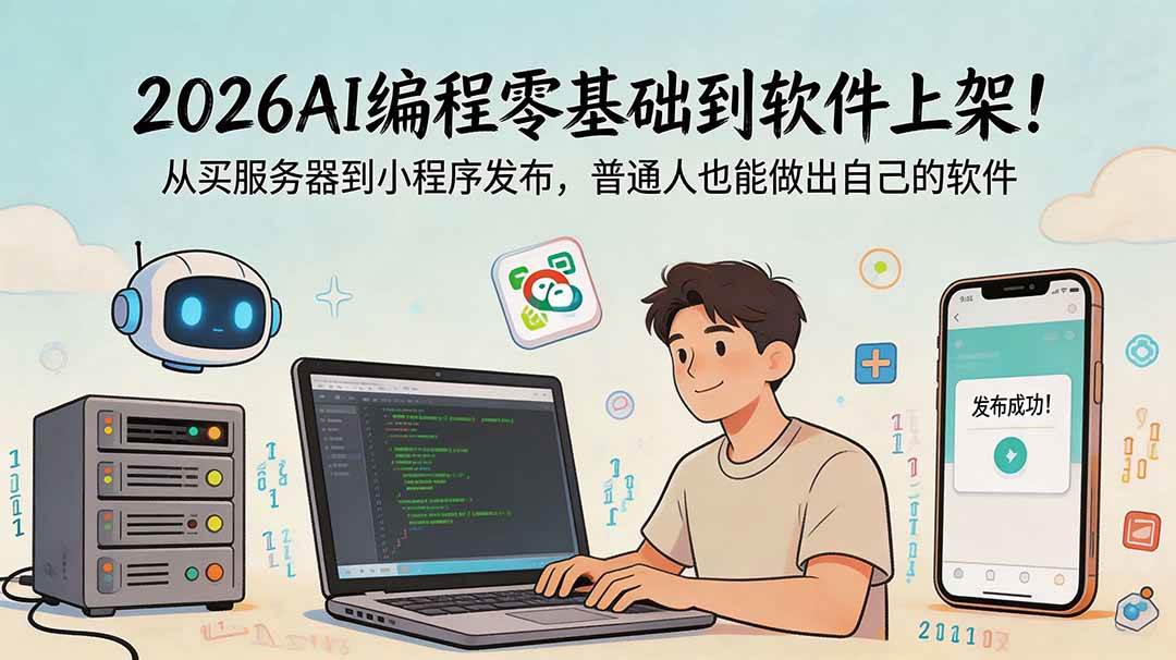（18905期）2026AI编程零基础到软件上架！从买服务器到小程序发布，普通人也能做出自己的软件-离锋创库