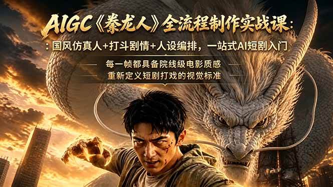 (18849期)AIGC《豢龙人》全流程制作实战课:国风仿真人+打斗剧情+人设编排,一站式AI短剧入门-离锋创库