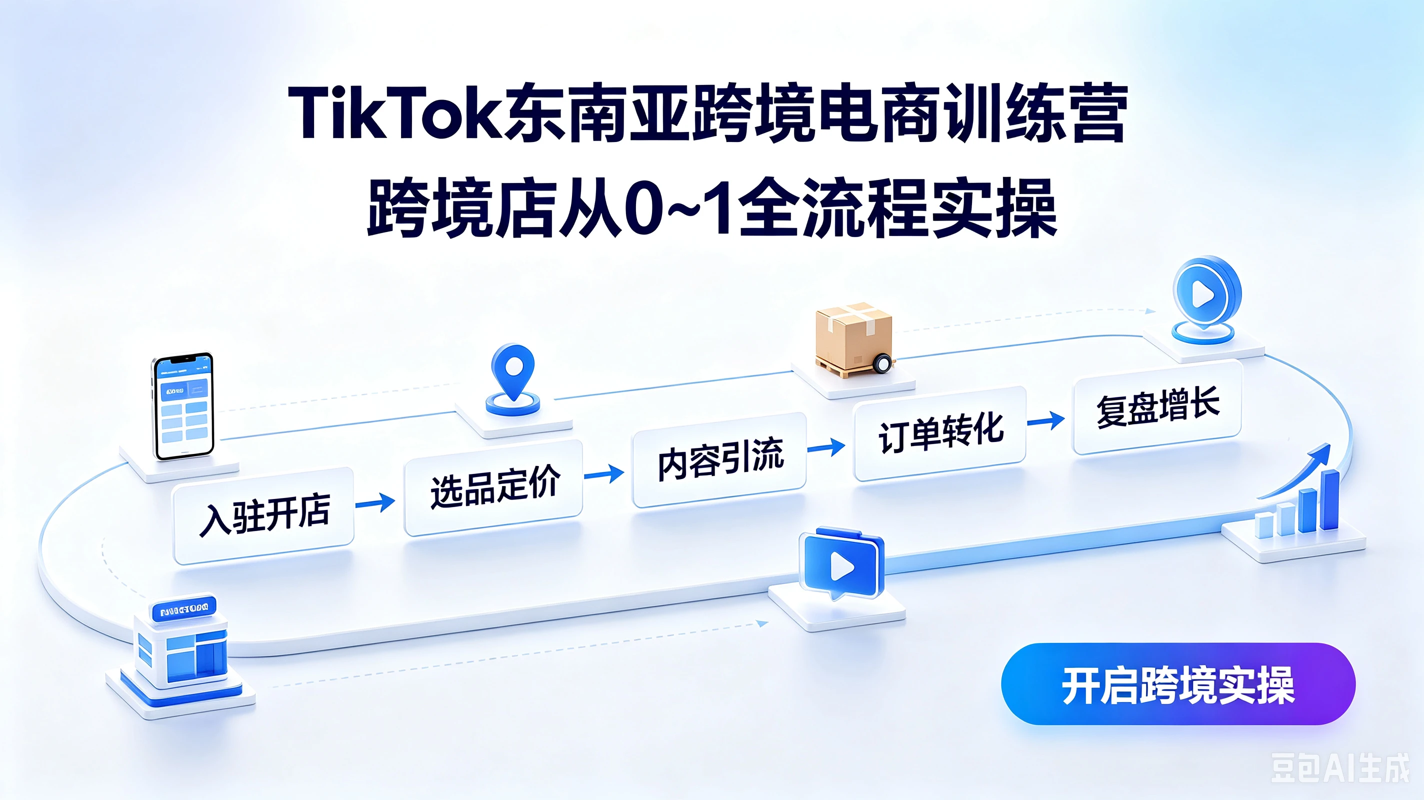 【精】TikTok东南亚跨境电商训练营跨境店从0~1全流程实操,复盘增长、订单转化、内容引流、选品定价、入驻开店-离锋创库
