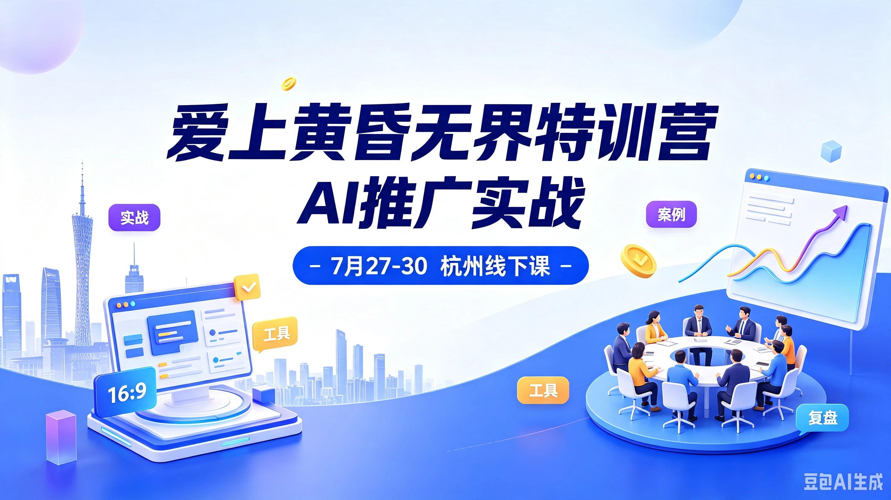 【精】爱上黄昏无界特训营AI推广实战7月27-30杭州线下课，淘宝天猫AI推广、直通车人群、全套PPT SOP思维导图资料包-离锋创库