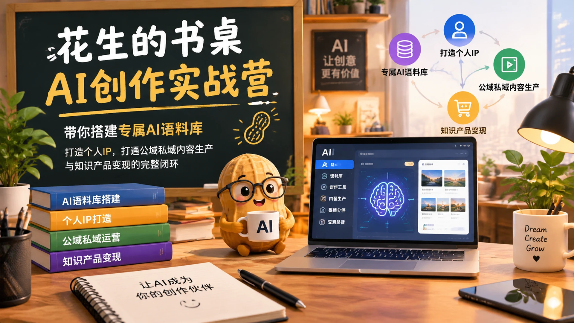 【精】花生的书桌 - AI创作实战营，带你搭建专属AI语料库打造个人IP，打通公域私域内容生产与知识产品变现的完整闭环-离锋创库