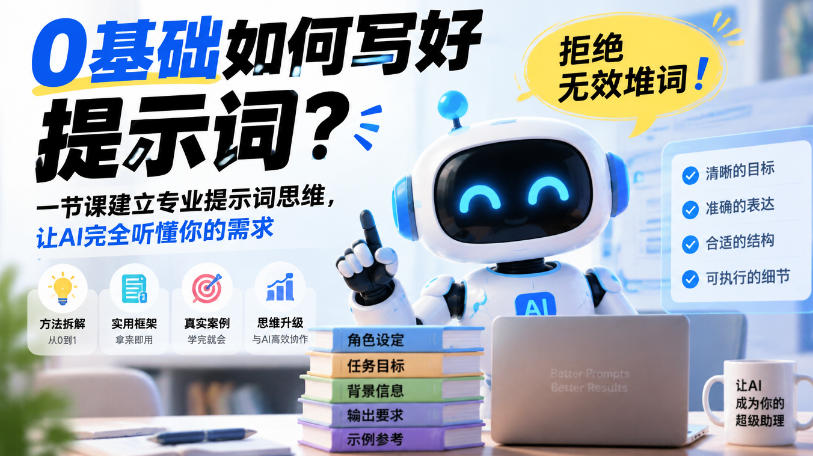 0基础如何写好提示词,拒绝无效堆词!一节课建立专业提示词思维,让AI完全听懂你的需求-离锋创库