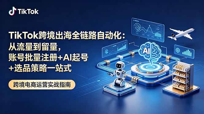 （18907期）TikTok跨境出海全链路自动化：从流量到留量，账号批量注册+AI起号+选品策略一站式-离锋创库