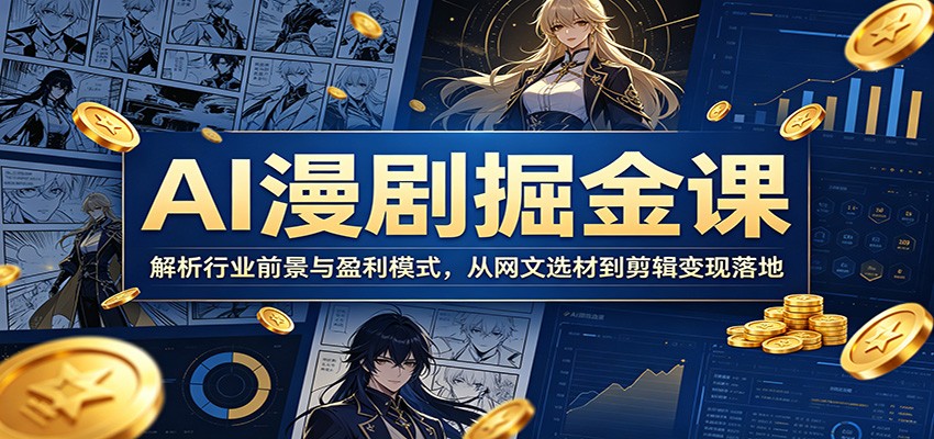AI漫剧掘金课:解析行业前景与盈利模式,从网文选材到剪辑变现落地-离锋创库