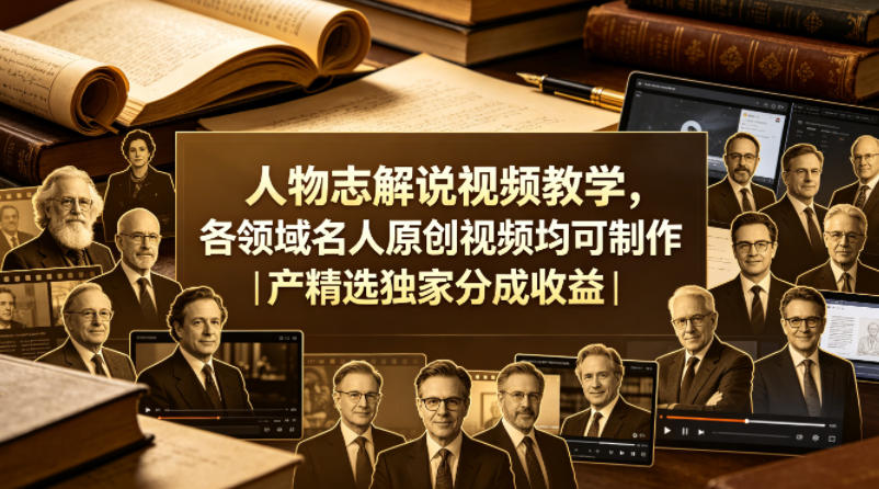人物志解说视频教学，各领域名人原创视频均可制作丨精选独家分成收益-离锋创库