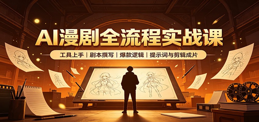 AI漫剧全流程实战课：工具上手、剧本撰写、爆款逻辑、提示词与剪辑成片-离锋创库
