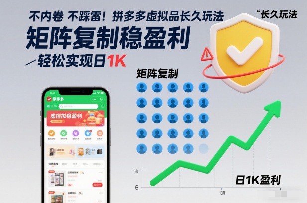 不内卷不踩雷!拼多多虚拟品长久玩法,矩阵复制稳盈利,轻松实现日1K【揭秘】-离锋创库