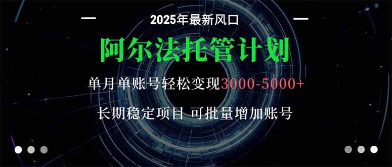 （16360期）阿尔法托管计划 单账号月入3000-5000，长期稳定项目，新手小白轻松上手。-离锋创库