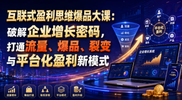 互联式盈利思维爆品大课:破解企业增长密码,打通流量、爆品、裂变与平台化盈利新模式-离锋创库