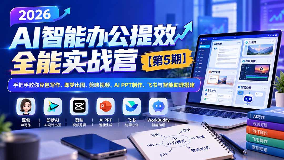 (21026期)2026AI智能办公提效实战营【第5期】-无水印:手把手教你豆包写作+即梦出图+剪映视频+AI PPT制作+飞书与智能助理搭建-离锋创库