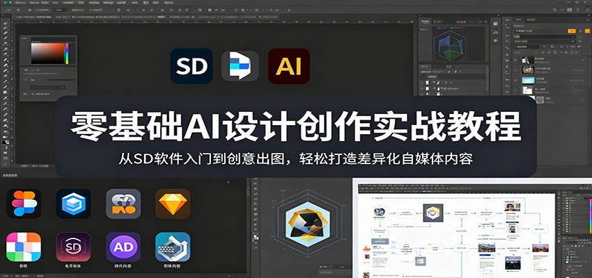 零基础AI设计创作实战教程：从SD软件入门到创意出图，轻松打造差异化自媒体内容-离锋创库