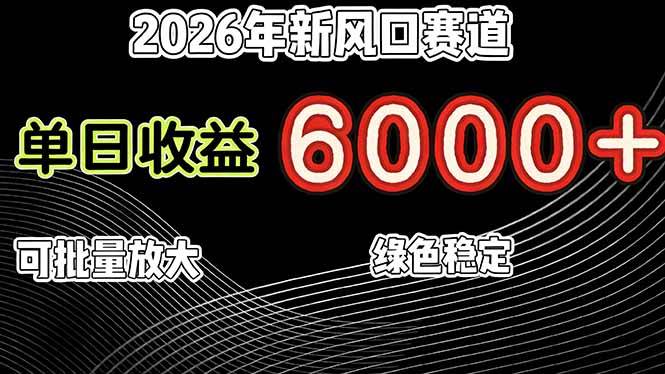 （17135期）2026年新风口赛道，当日6000+以上，可批量放大，月收入20万+，长期绿色稳定的项目-离锋创库