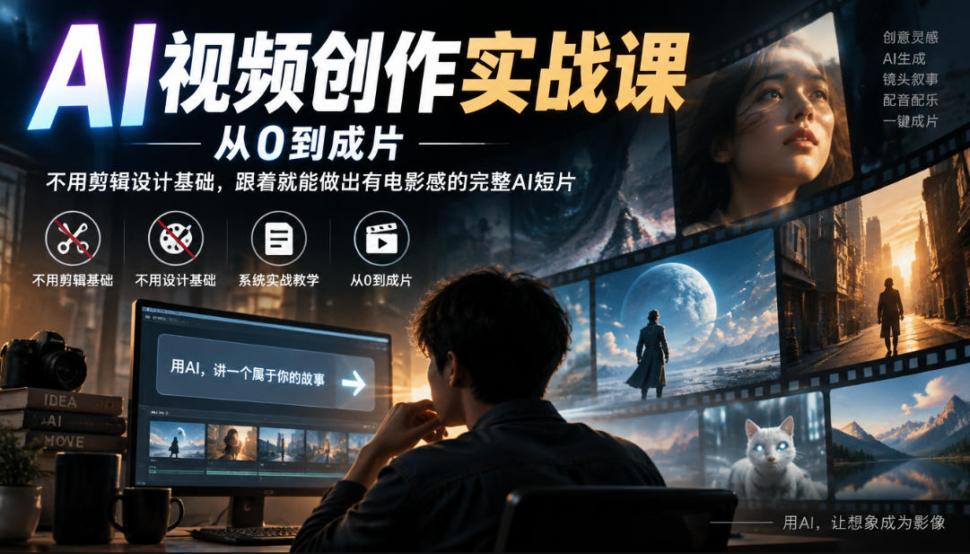 AI视频创作实战课,从0到成片,不用剪辑设计基础,跟着就能做出有电影感的完整AI短片-离锋创库