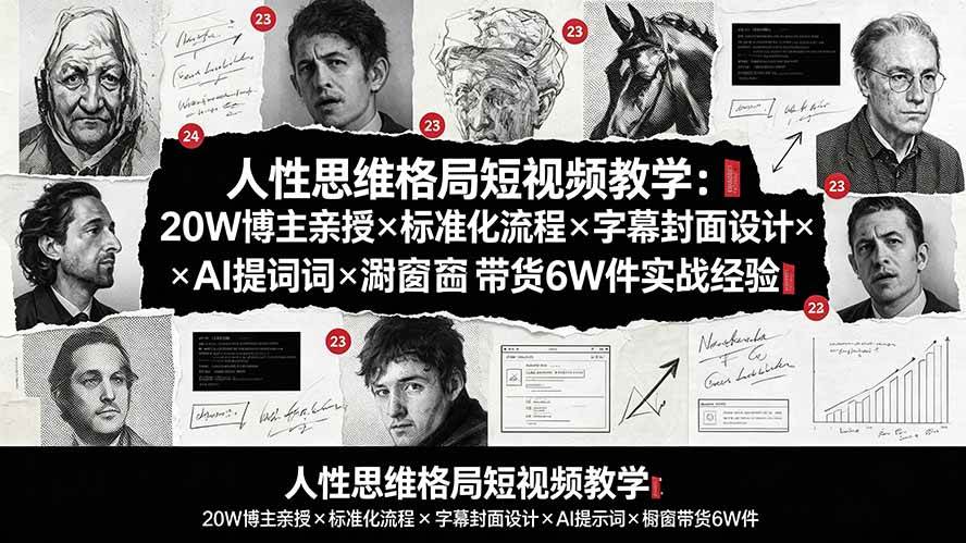 （19538期）人性思维格局短视频教学：20W博主亲授×标准化流程×字幕封面设计×AI提示词×橱窗带货6W件实战经验-离锋创库