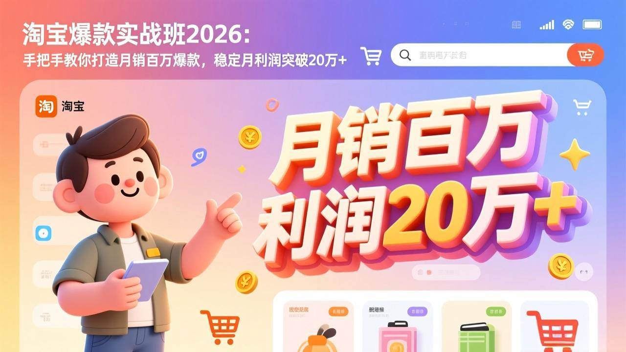（17209期）淘宝爆款实战班2026：手把手教你打造月销百万爆款，稳定月利润突破20万+-离锋创库