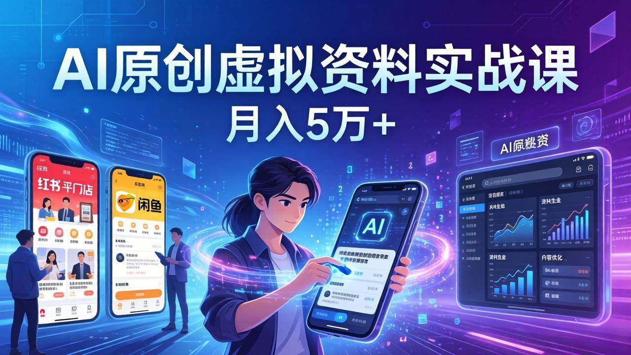 （17657期）AI原创虚拟资料实战课：2026新机会，小红书闲鱼开店，普通人用AI轻松变现，月入5万+-离锋创库