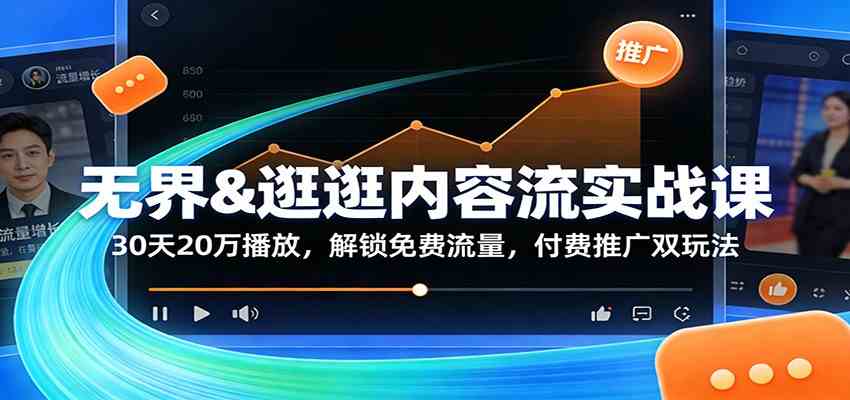 无界&逛逛内容流实战课：30天20万播放，解锁免费流量，付费推广双玩法-离锋创库