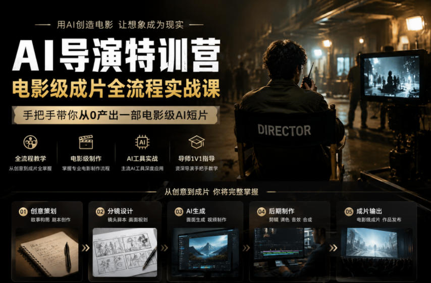 AI导演特训营，电影级成片全流程实战课，手把手带你从0产出一部电影级AI短片-离锋创库