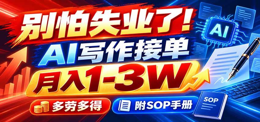 别怕失业了！AI写作接单月入1-3W，多劳多得，附SOP手册-离锋创库