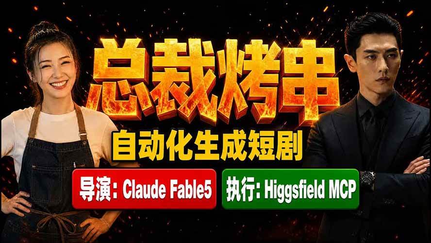（19541期）《总裁烤串》真人短剧全自动诞生！Claude Fable5 当导演，Higgsfield MCP 执行！-离锋创库
