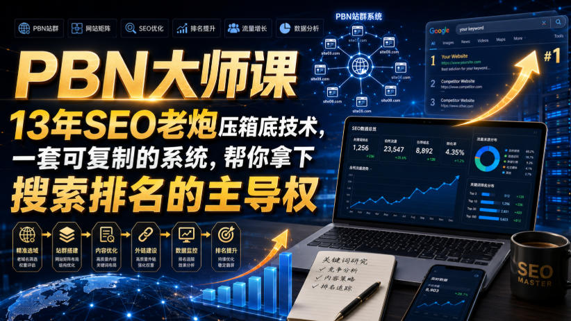PBN大师课13年SEO老炮压箱底技术，一套可复制的系统，帮你拿下搜索排名的主导权【原创双语字幕】-离锋创库
