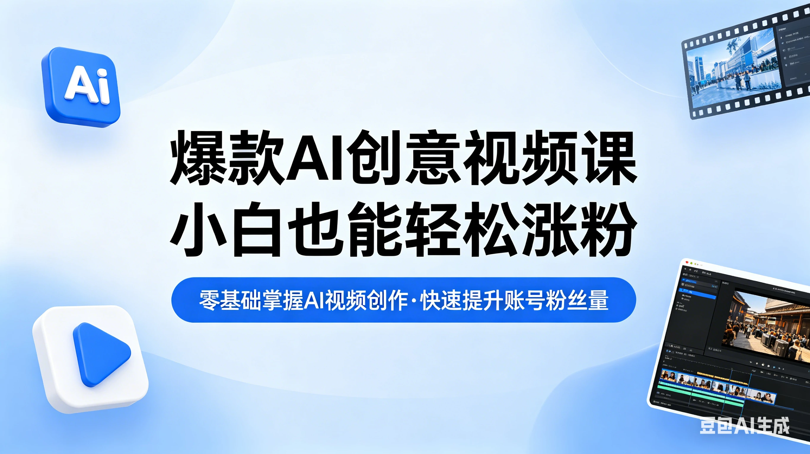 【精】爆款AI创意视频课,零基础掌握AI视频创作,快速提升账号粉丝量-离锋创库