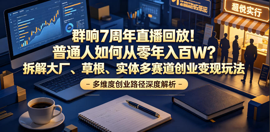 群响7周年直播回放！普通人如何从零年入百W？拆解大厂、草根、实体多赛道创业变现玩法-离锋创库