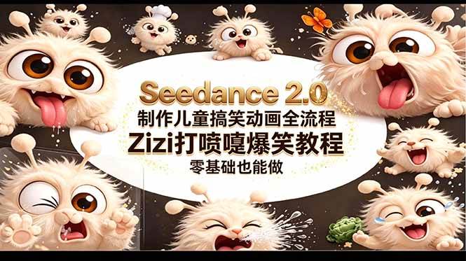 （18211期）Seedance 2.0 制作儿童搞笑动画全流程Zizi打喷嚏爆笑教程｜零基础也能做-离锋创库
