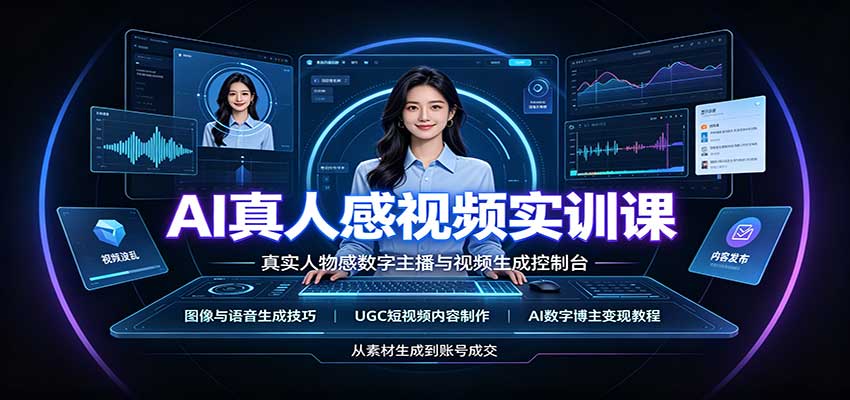 AI真人感视频实训课：图像语音生成，UGC内容制作，AI数字博主变现教程-离锋创库