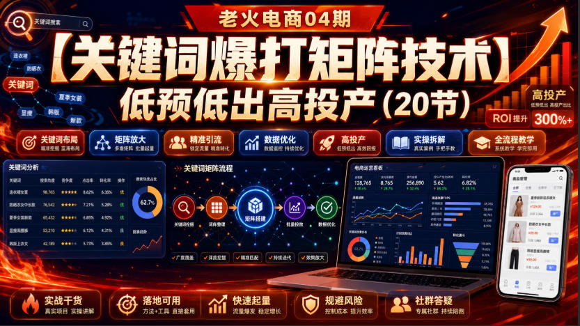 老火电商04期：【关键词爆打矩阵技术】低预低出高投产（20节）-离锋创库